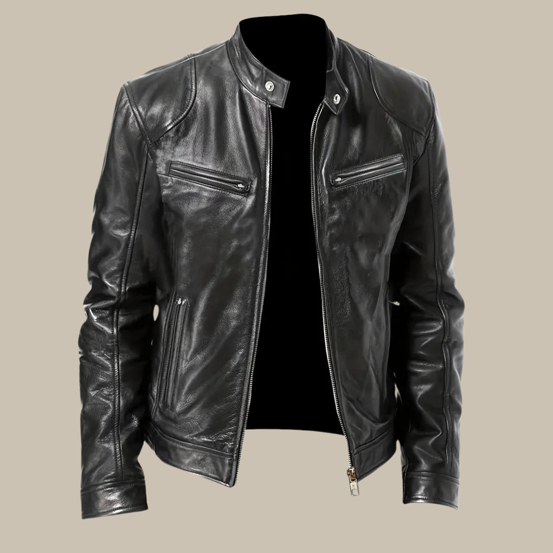 Rayden Lederjacke - Premium PU-Leder Bikerjacke mit Reißverschlüssen für Herren