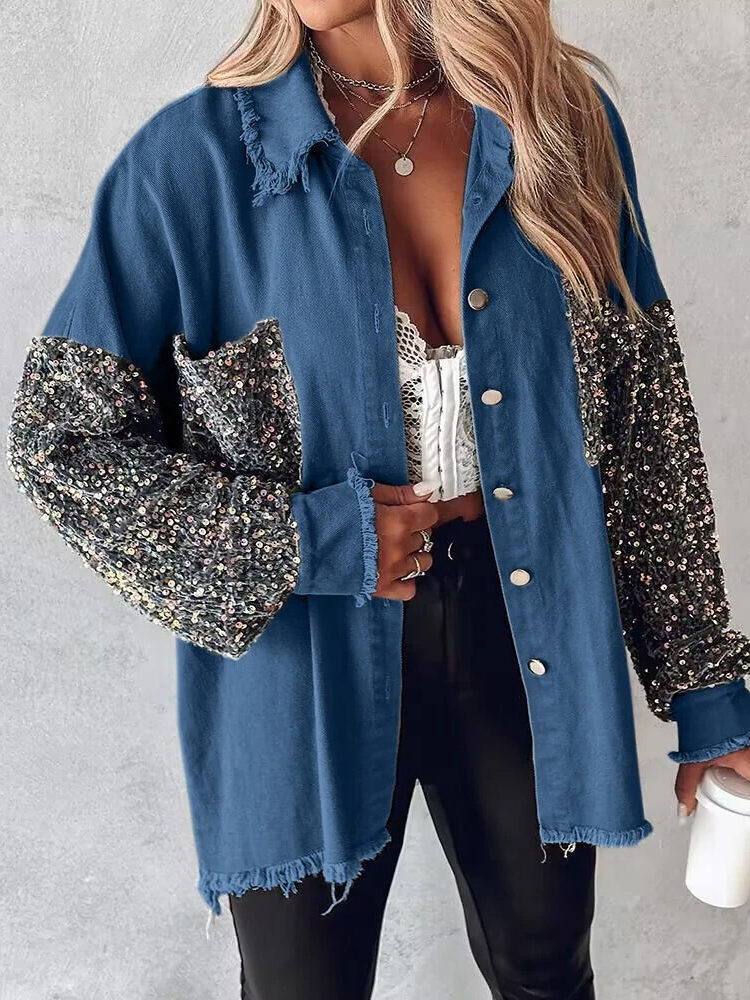 Journi - Denimjacke mit kontrastierenden Pailletten