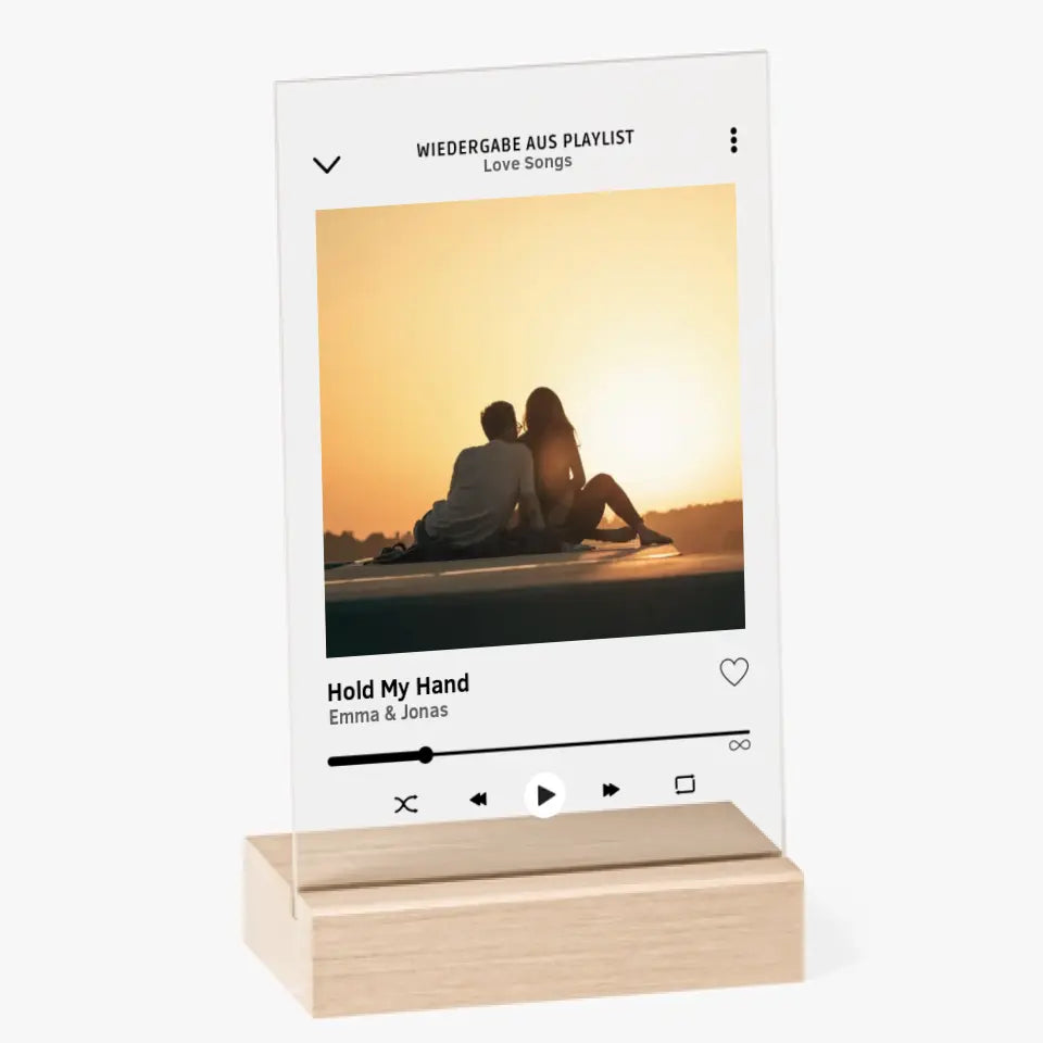 Personalisiertes Albumcover - Acrylglasfoto für einen geliebten Menschen oder als schönes Andenken mit eigenem Foto und Musik