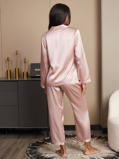 LuxeSilk - Damen 100% Maulbeerseide Pyjama-Set mit langen Ärmeln