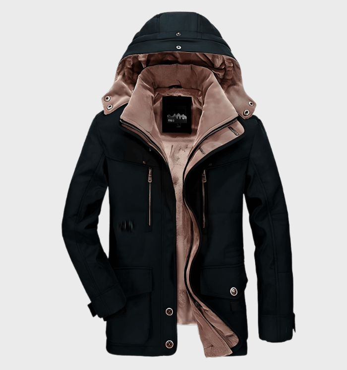 Bruce - Dicke Winter Herrenjacke mit Kapuze und tiefen Taschen