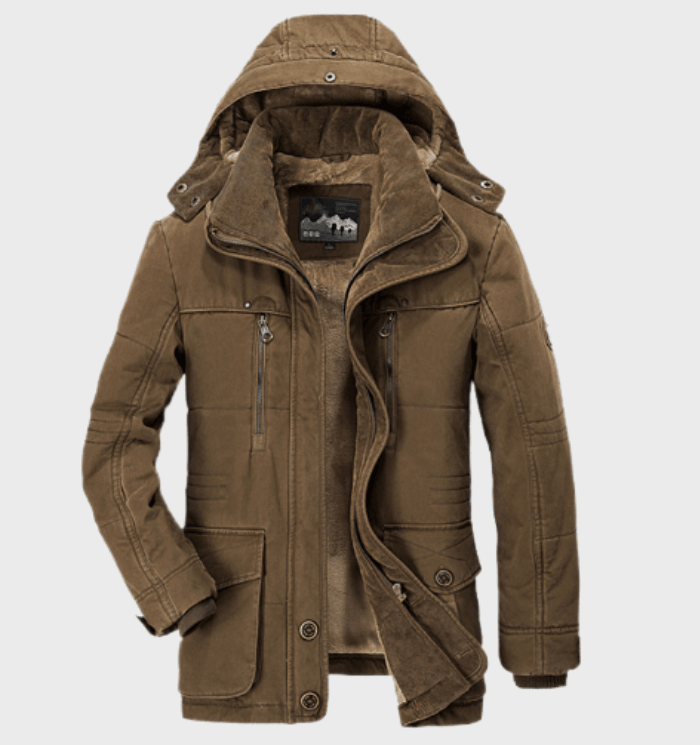 Bruce - Dicke Winter Herrenjacke mit Kapuze und tiefen Taschen