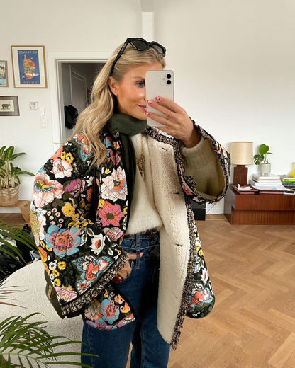 Amy - Gefütterte Damenjacke mit Blumenmuster