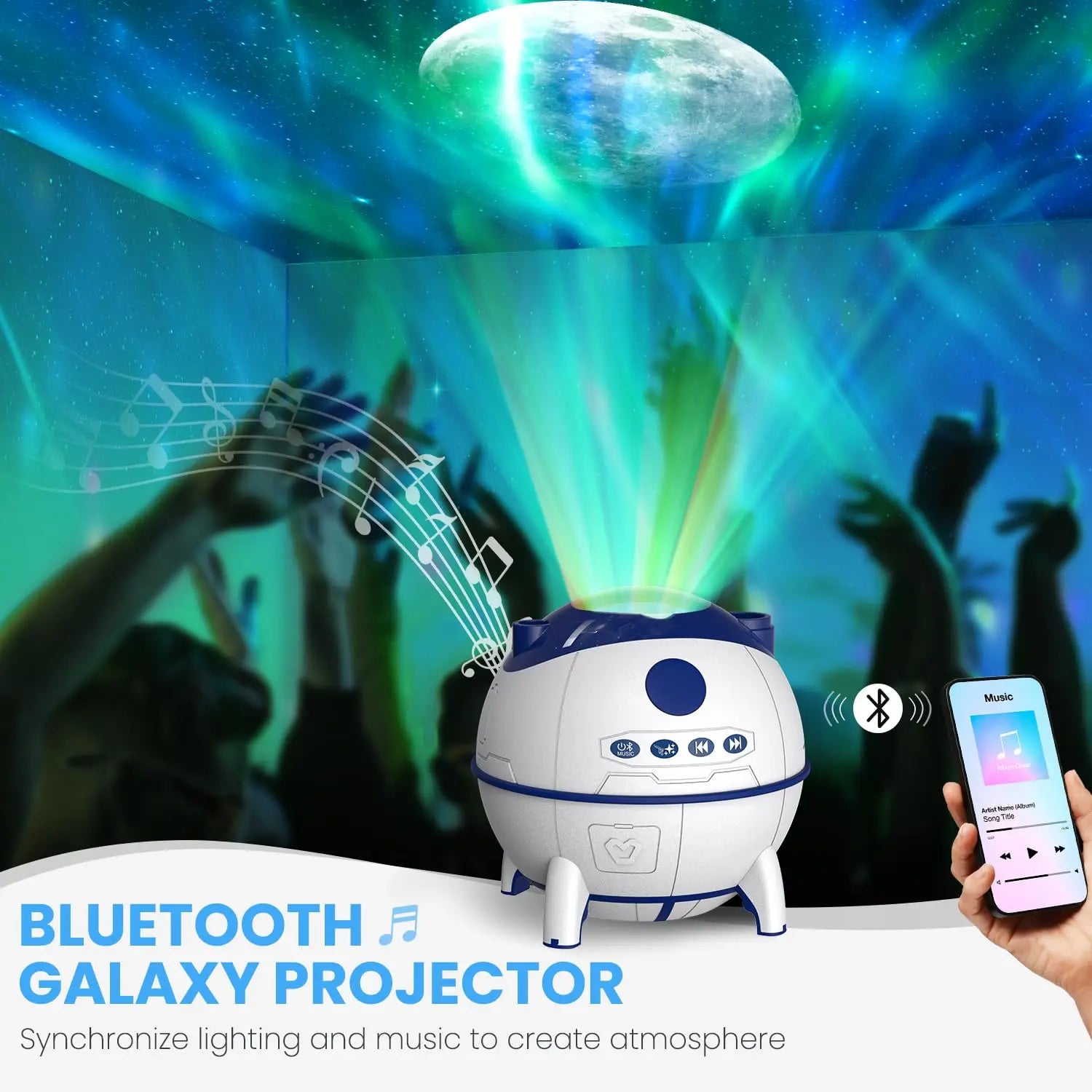 Galaxy Projector Black Plastic with Bluetooth Speaker and White Noise Machine-3