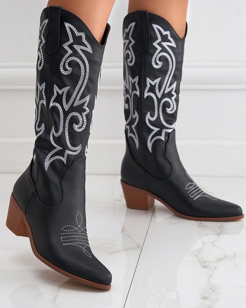 Elnora - Robuste Cowboy-Stiefel mit Stickerei