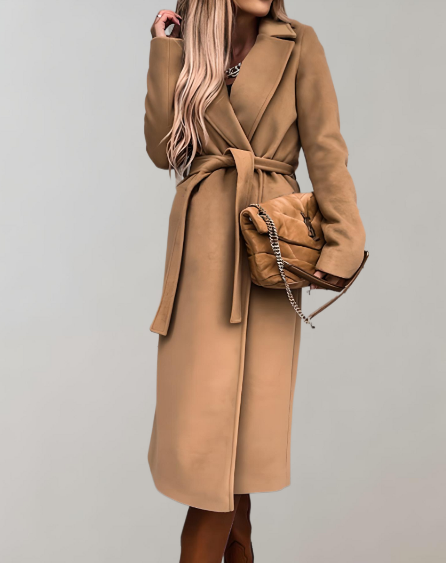 Anna - Veste longue d'automne pour femme avec une veste ceinturée