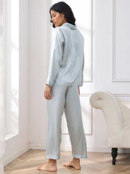 LuxeSilk - Damen 100% Maulbeerseide Pyjama-Set mit langen Ärmeln