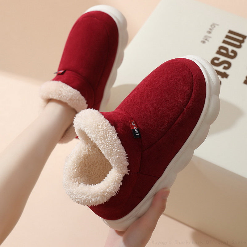 Birdie - Chaussons confortables pour femmes en fourrure de coton à talon épais