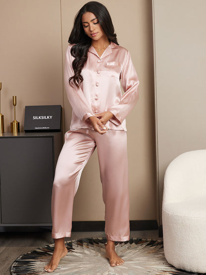 LuxeSilk - Damen 100% Maulbeerseide Pyjama-Set mit langen Ärmeln