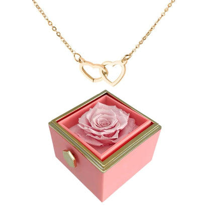 Caja de rosas giratoria eternamente preservada - Con collar de corazón grabado