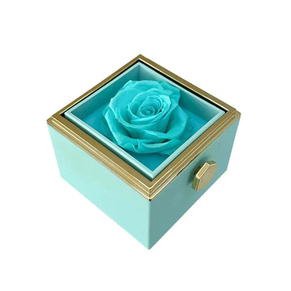 Caja de rosas giratoria eternamente preservada - Con collar de corazón grabado