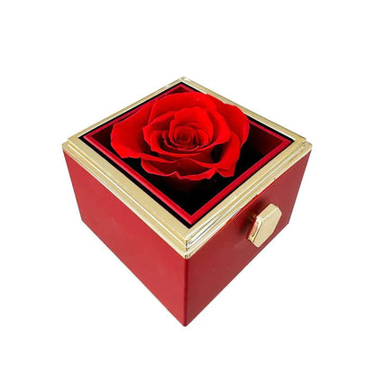 Caja de rosas giratoria eternamente preservada - Con collar de corazón grabado