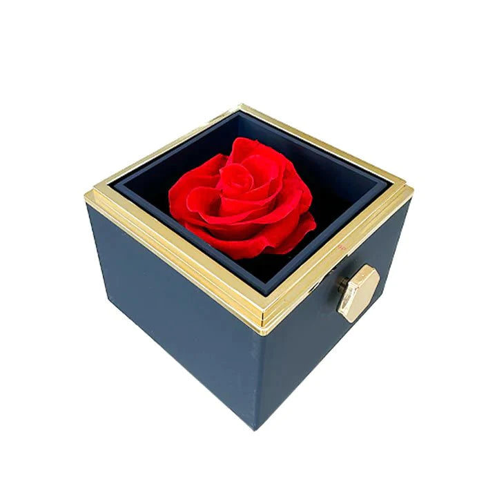 Caja de rosas giratoria eternamente preservada - Con collar de corazón grabado