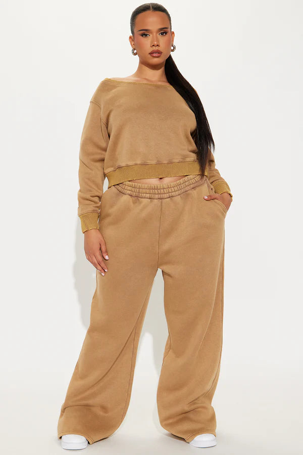 Sammie Fleece Pant Set - Brown