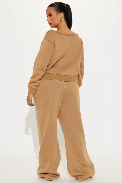 Sammie Fleece Pant Set - Brown