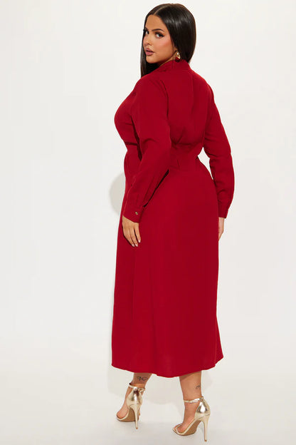 Ophelia Button Down Midi-Hemdkleid - Rot