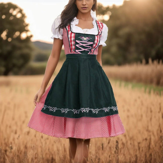 Dalissa - Oktoberfest Dirndl mit kariertem Muster und kurzen Ärmeln