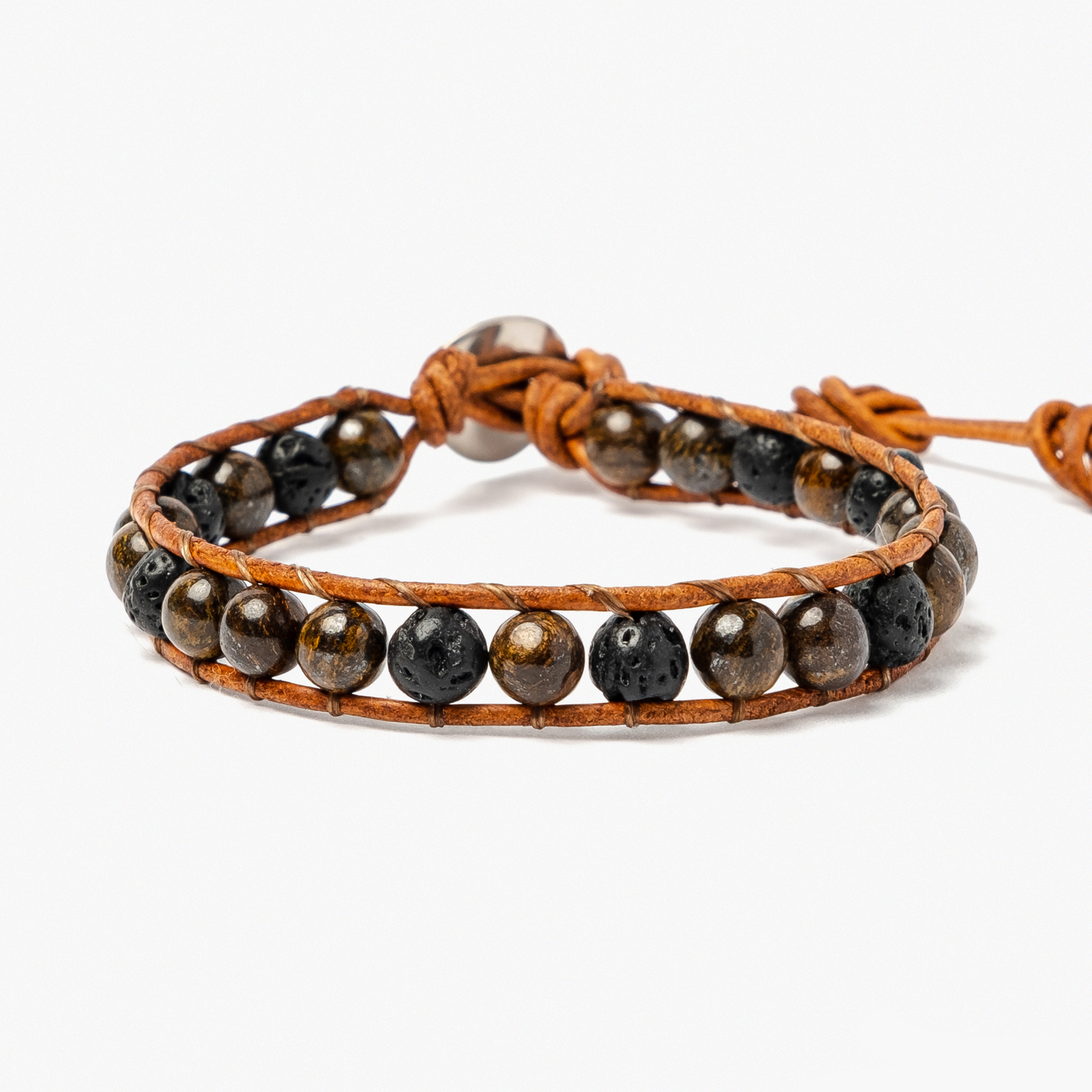 Bronziet & lava armband voor heren