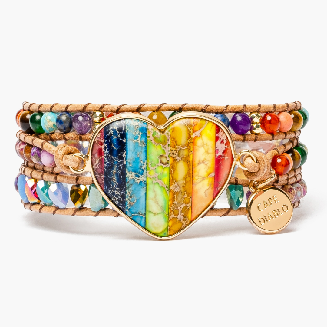 Regenboogchakra liefdewikkelarmband