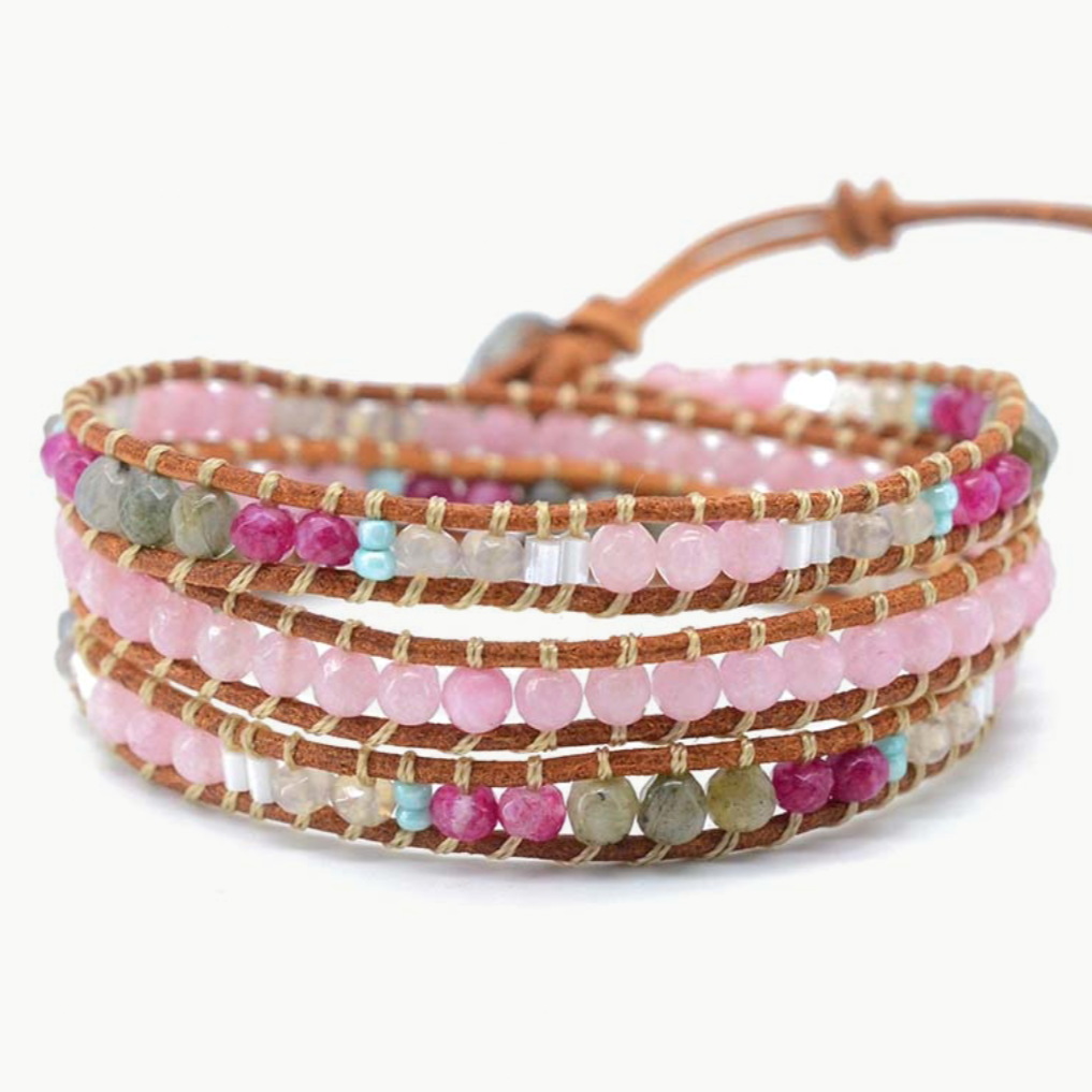 Rose quartz wrap bracelet