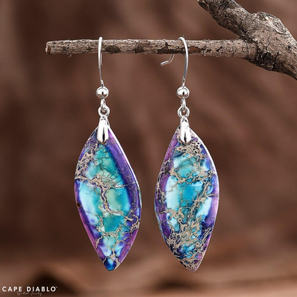 Hanging earrings jasper leaf