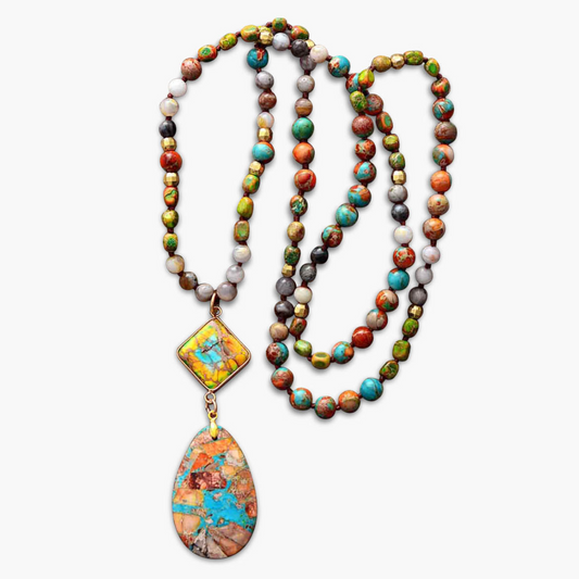 Spiritual necklace made of intense jasper