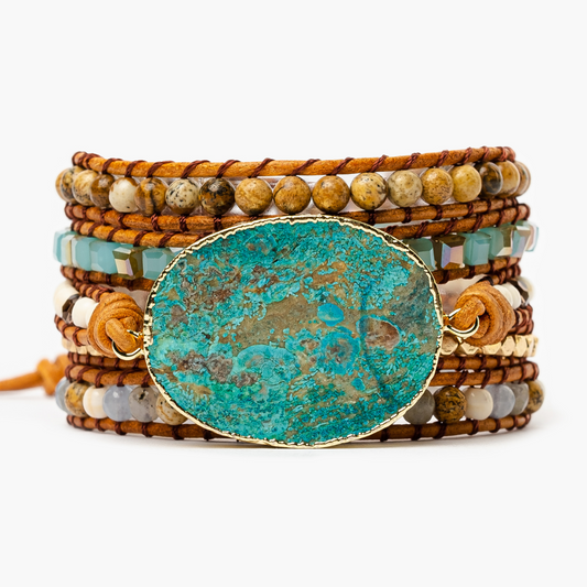 Pulsera Piedra Jaspe Tierra Azul