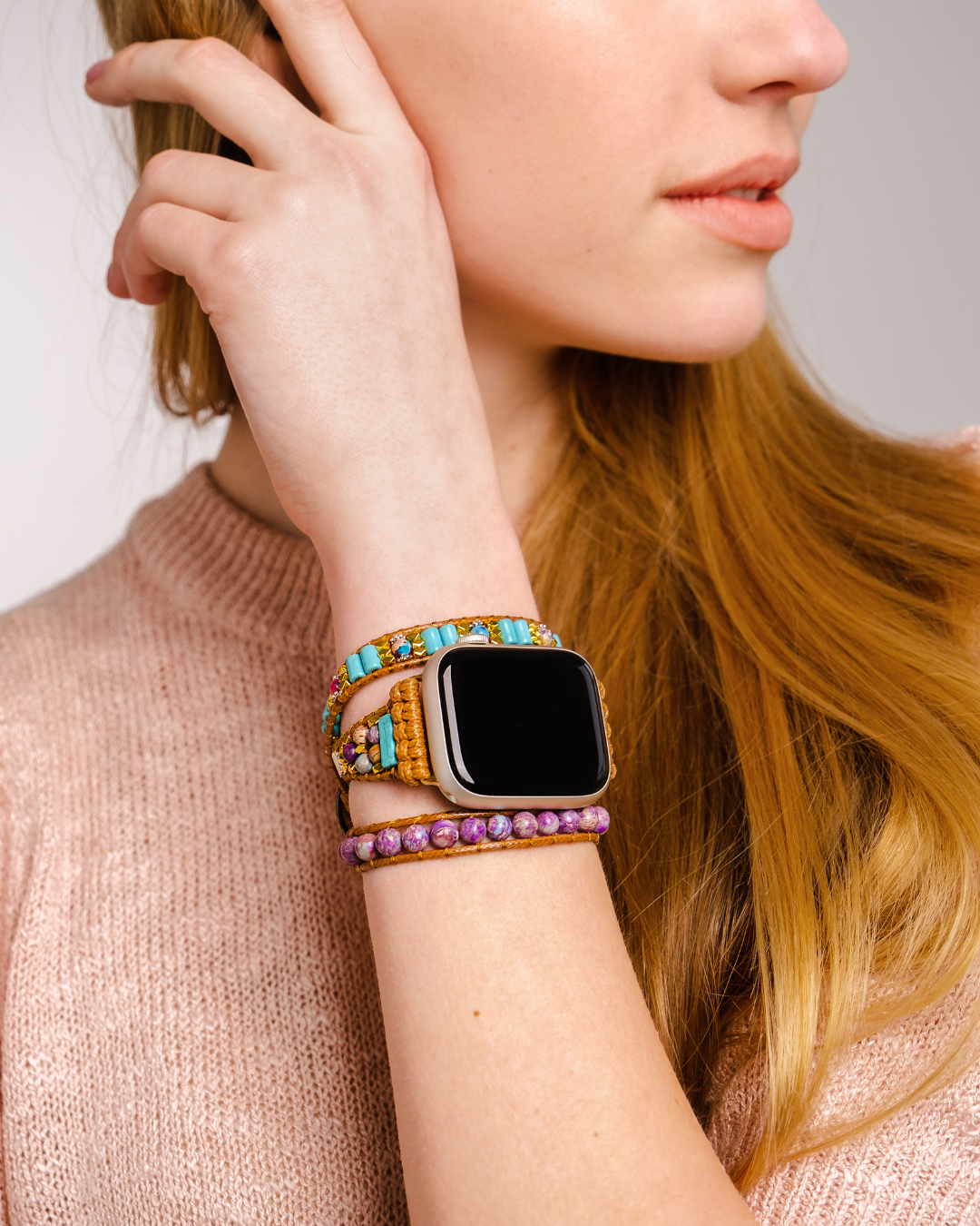 Elegante pulsera de jaspe para el Apple Watch