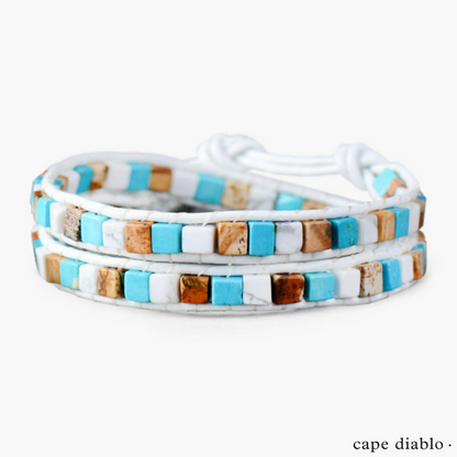 Celestial natural stone leather bracelet