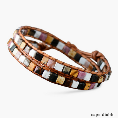 Celestial natural stone leather bracelet