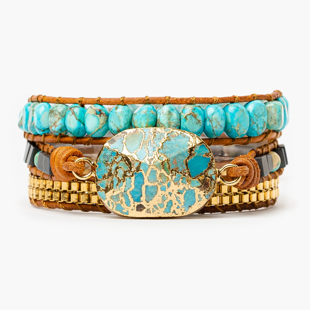 Bracelet enveloppant d’énergie apaisante turquoise