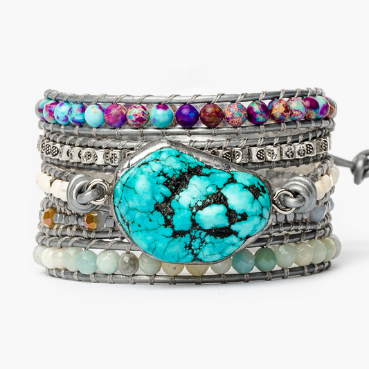 Helende turquoise bescherming wikkelarmband