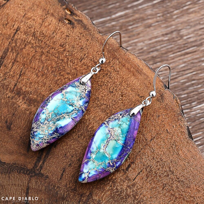 Hanging earrings jasper leaf