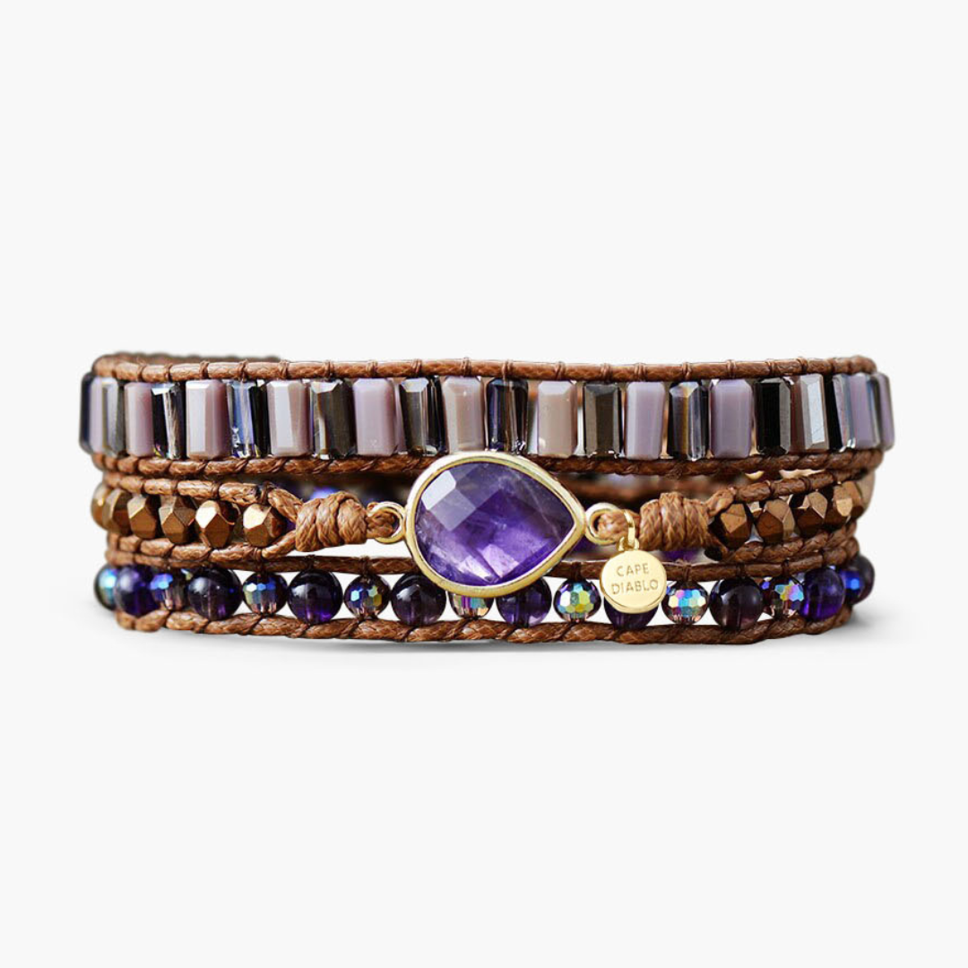 Pulsera envolvente con lágrima de amatista preciosa