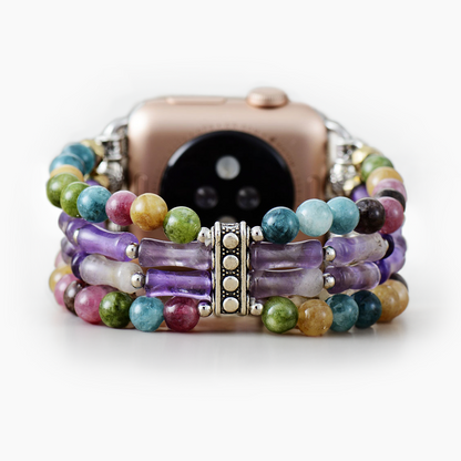 Bracelet améthyste mosaïque extensible Apple Watch