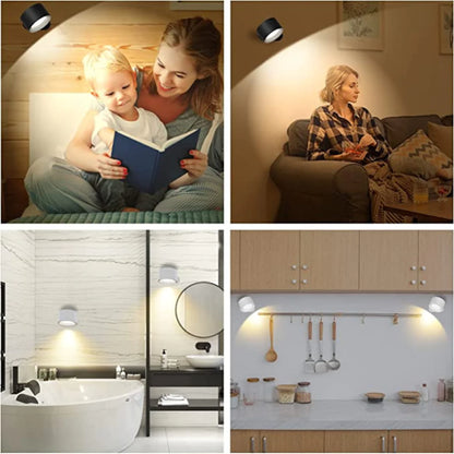 Infinity LED wandlamp, draadloos - wit - 3 helderheidsniveaus & 3 kleurmodi - 360° rotatiefunctie - magnetische houder - touchbediening