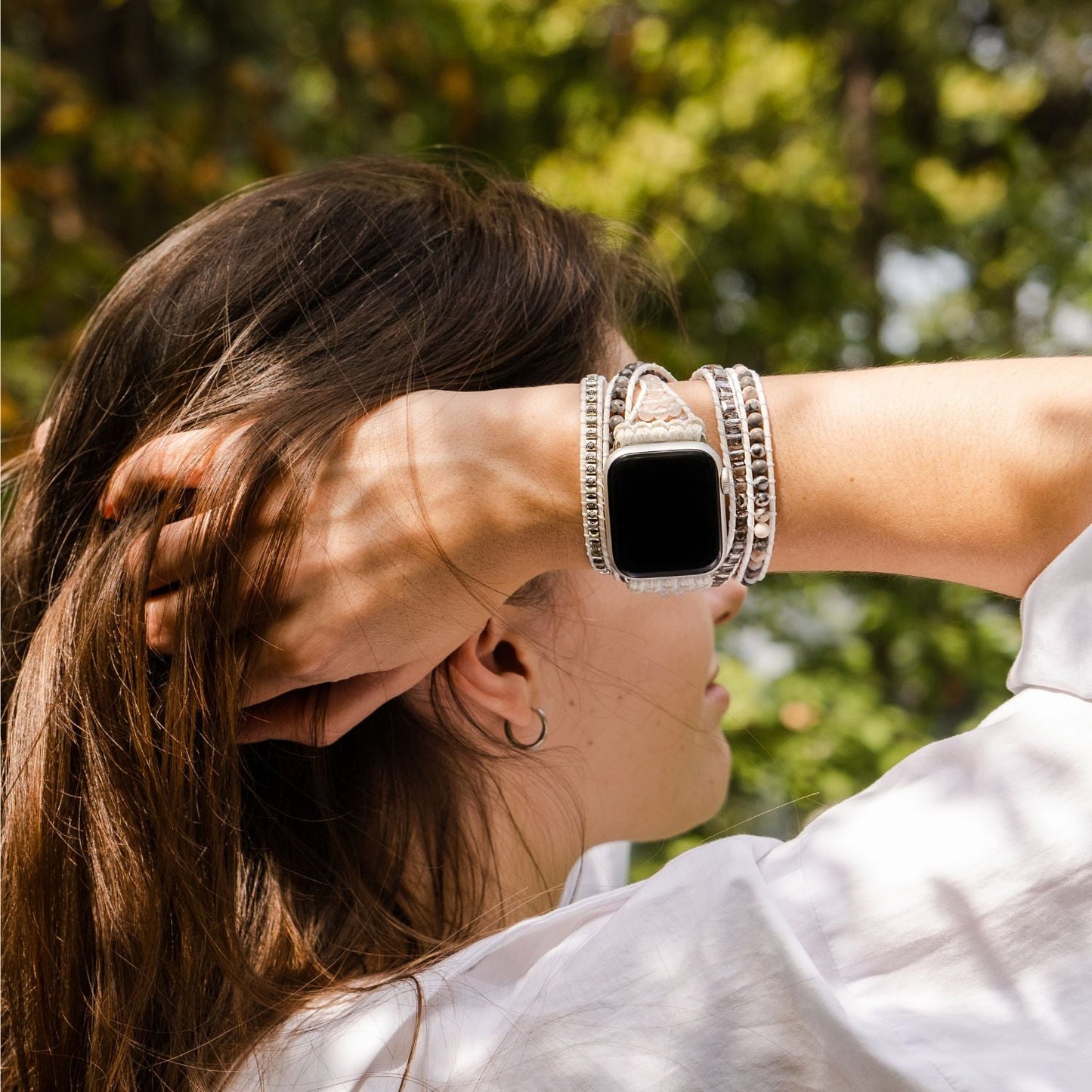 Apple-Uhrenarmband aus weißem Labradorit