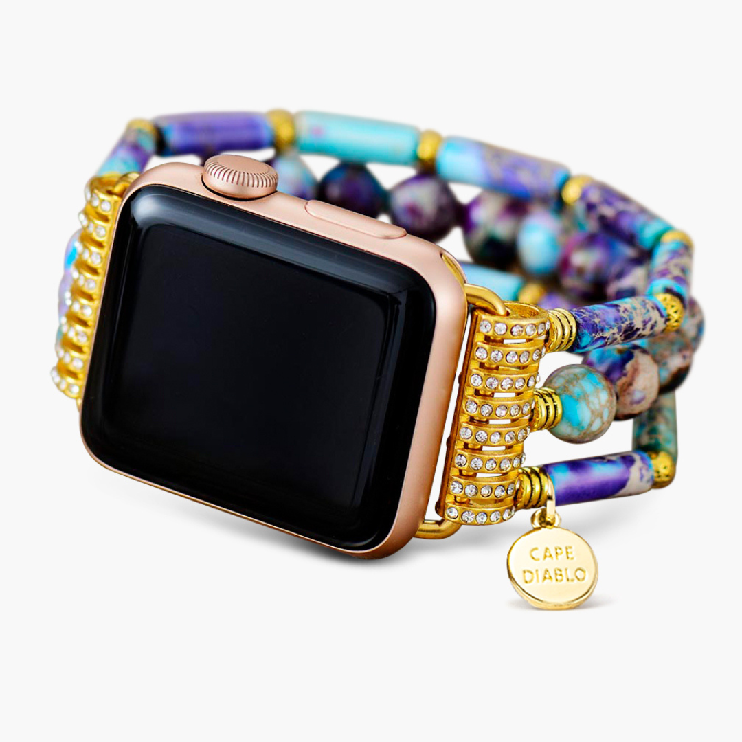 Bracelet Apple Watch extensible en jaspe pervenche