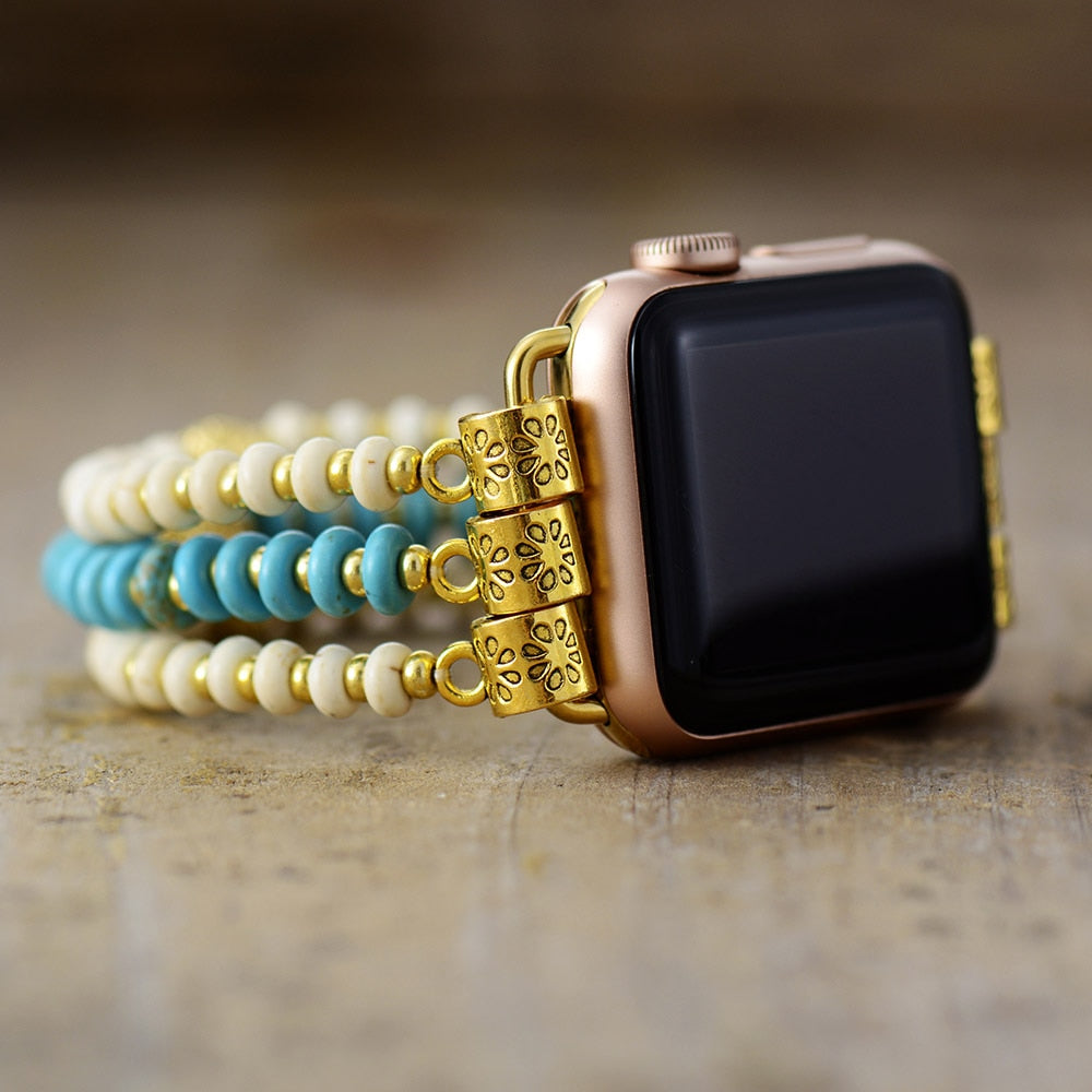 Türkisfarbenes Howlite Stretch Apple Watch Armband