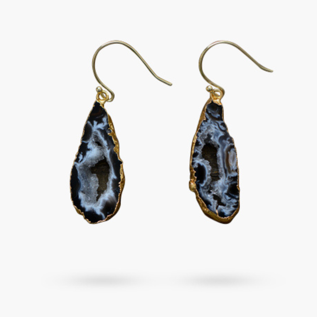 Boucles d'oreilles pendantes en agate naturelle