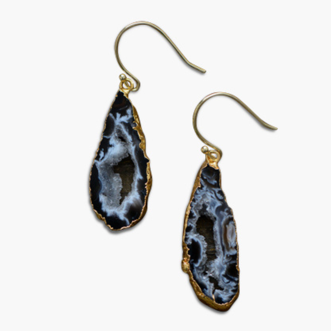 Boucles d'oreilles pendantes en agate naturelle