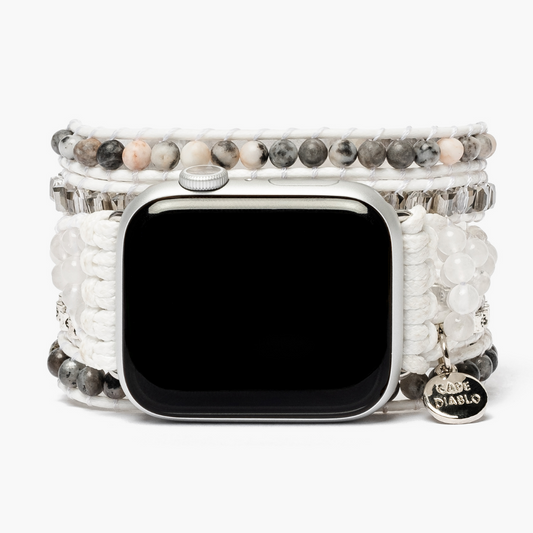 Bracelet Apple watch en labradorite blanche