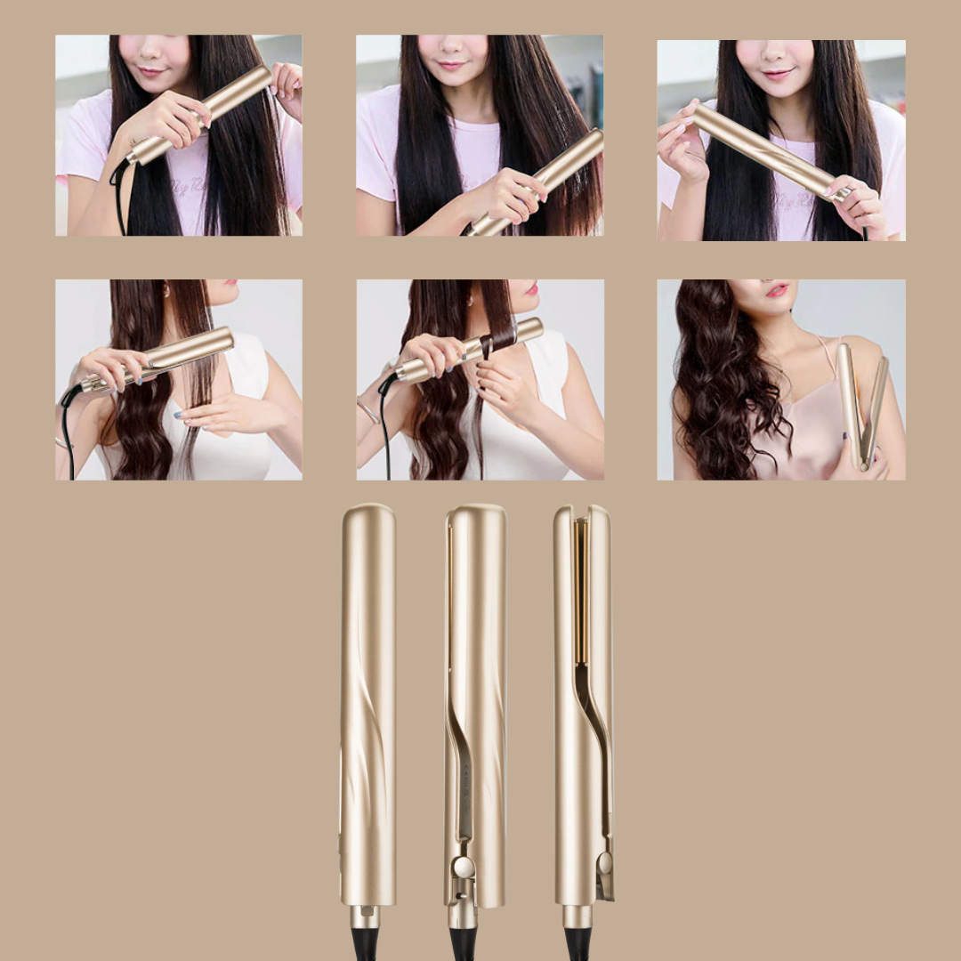 Isabella 2-in-1 Hairstyler™ Combina tu cabello con un moldeador o rizador.