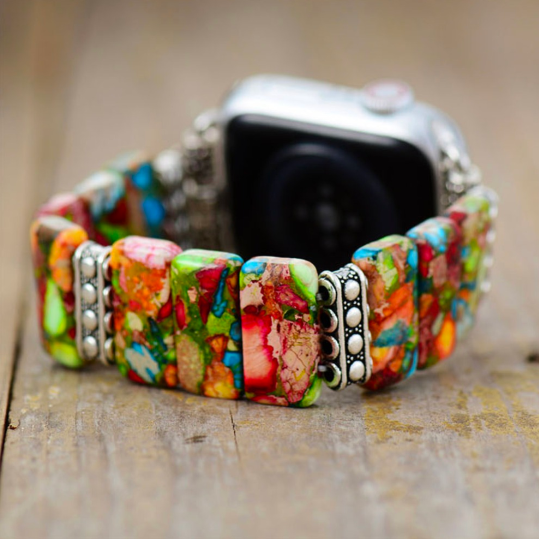 Chique bloemenstretch Apple Watch-bandje