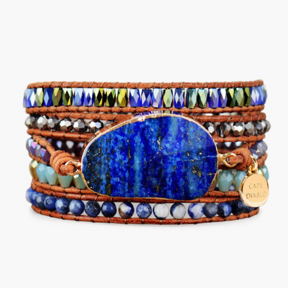 Bracelet wrap lapis-lazuli bleu océan