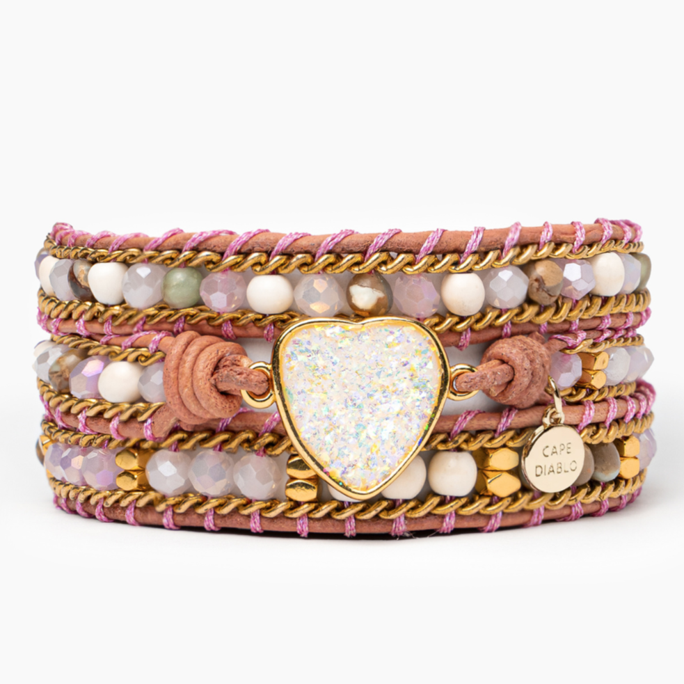 Pulsera Envoltura Corazón Ópalo Fantasía