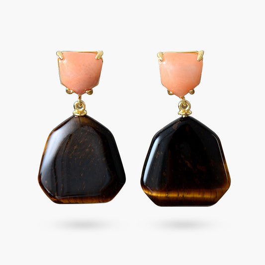 Sevenfold tiger eye earrings with glitter