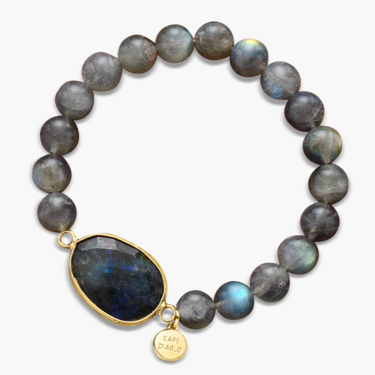 Pulsera de piedras preciosas labradorita azul