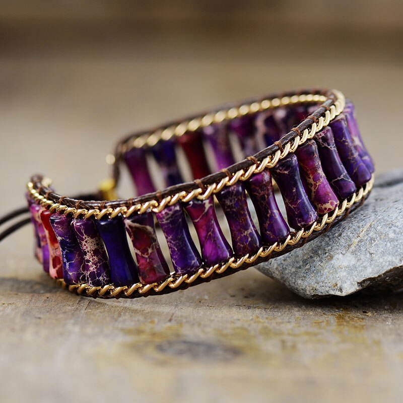 Pulsera mágica de energía de jaspe morado