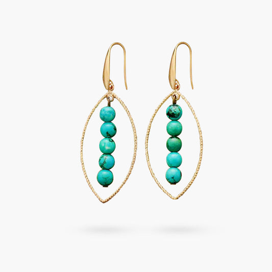 Turquoise earrings oval gold plated